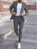 Calvornis 2Pcs Men'S Solid Color Single-Breasted Blazer and Pants Suit Men Suit and Pants